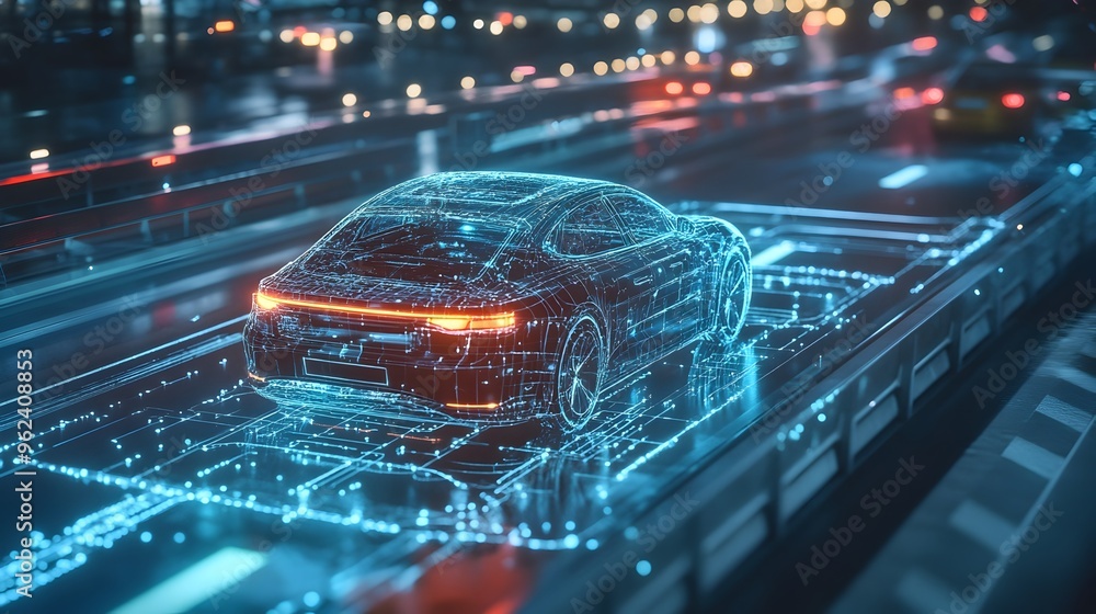 Poster holographic visualization showcasing the of intelligence in the advanced functions and capabilities 
