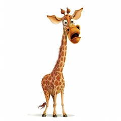 Obraz premium Giraffe Embarrassment emotion fantasy animal cartoon isolated whitebackground
