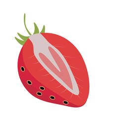 Fresh Flat Strawberry. Isolated organic red fruit