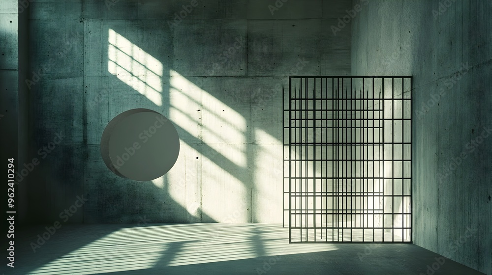 Aufkleber a modern minimalistic cage design with clean geometric lines and a neutral backdrop creating a conce