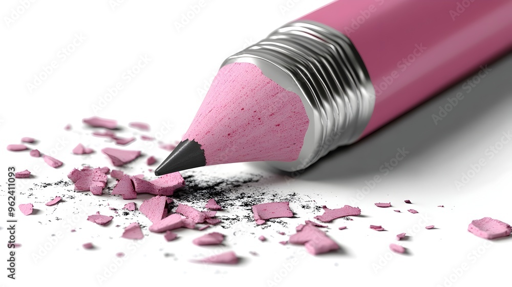 Poster A conceptual of a pink eraser removing pencil marks from a sheet of paper symbolizing the ability to correct mistakes revise ideas and make changes for improvement and problem solving