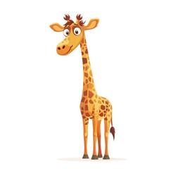 Obraz premium Giraffe Wood element animal cartoon isolated whitebackground 16:9