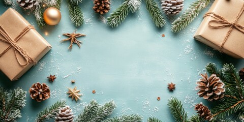 Festive Christmas gift boxes. New year background with gifts