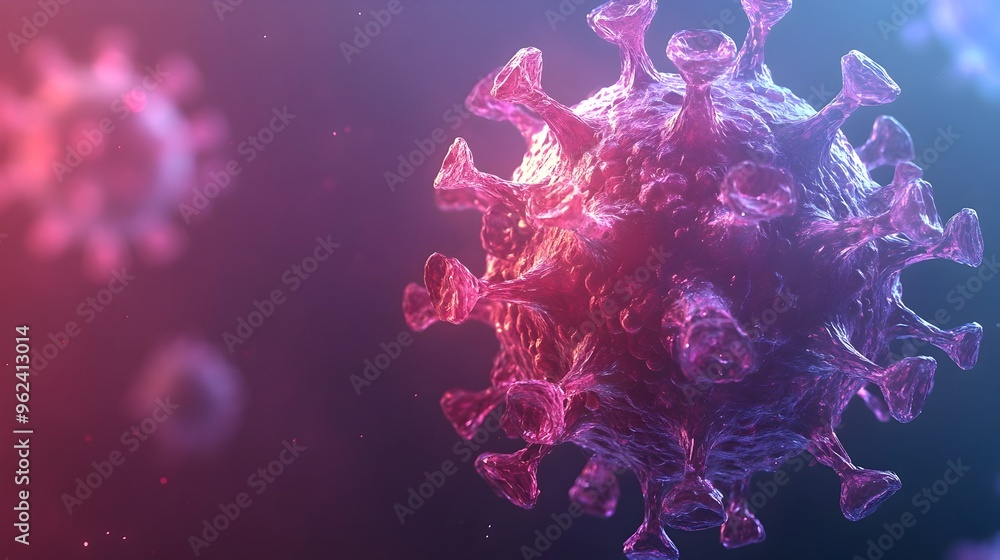 Aufkleber holographic rendering of the molecular structure of the monkeypox virus displayed on a futuristic di