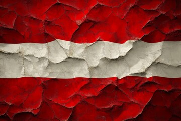 Austrian Flag on Cracked Wall: A weathered, distressed backdrop showcasing the Austrian flag, symbolizing resilience and history. The cracked wall evokes a sense of past battles and enduring strength.
