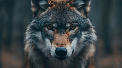 Fototapeta premium Intense Wolf Stare in a Detailed Portrait