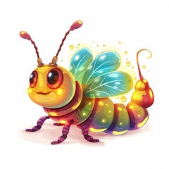 Fototapeta premium Glowworm Time element animal cartoon isolated whitebackground 16:9