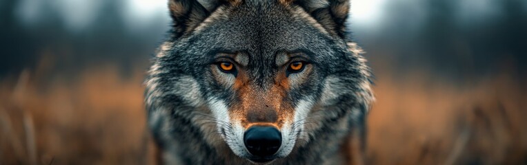 Obraz premium Intense Wolf Stare in a Detailed Portrait