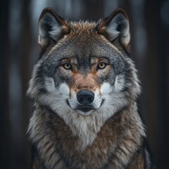 Intense Wolf Stare in a Detailed Portrait