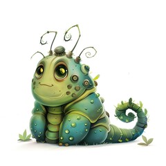 Glowworm Guilt emotion fantasy animal cartoon isolated whitebackground