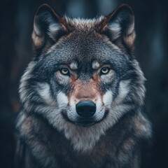 Fototapeta premium Intense Wolf Stare in a Detailed Portrait