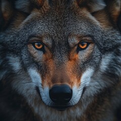 Fototapeta premium Intense Wolf Stare in a Detailed Portrait