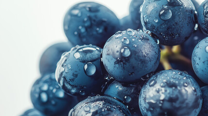 a bunch of grapes with dewdrops on the surface against an isolated white background