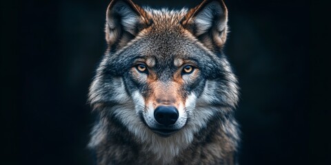 Intense Wolf Stare in a Detailed Portrait