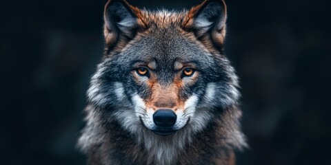 Fototapeta premium Intense Wolf Stare in a Detailed Portrait