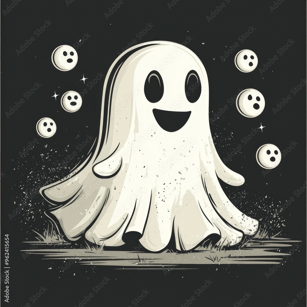 Canvas Prints happy ghost with floating orbs