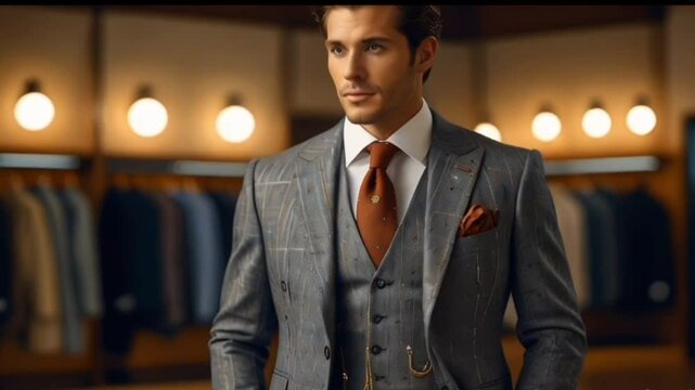 A handsome man in a room, motion video 