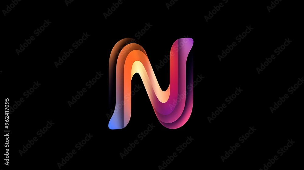 Wall mural Abstract Gradient Letter N Design