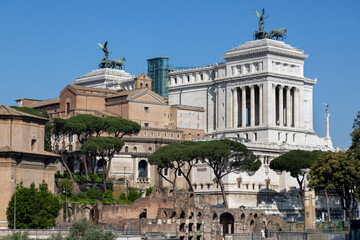 Roman Forum, including the Monument to Vittorio Emanuele II, the Tempio della Pace, Curia Iulia, Chiesa Santi Luca e Martina Martiri, and the Temple of Venus Genetrix