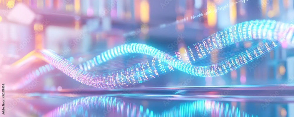 Poster abstract digital data flow neon lights technology background