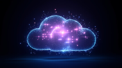 Glowing digital cloud representing cloud storage
