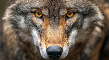 Fototapeta premium Intense Wolf Stare in a Detailed Portrait