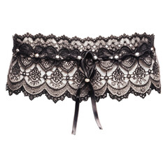 isolated black lace garter belt