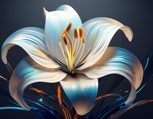 White Lily Flower Illustration Closeup