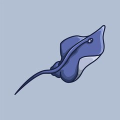 Vector illustration Sea Stingray. Vector design Ocean Stingray. Sea Ocean Stingray Vector Cartoon design illustration and icon for website, digital and print