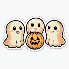 Cute Ghost Friends With Pumpkin