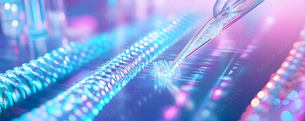 Poster abstract science background with pipette and dna