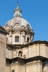Fototapeta premium Chiesa Santi Luca e Martina Martiri and Curia Iulia Senate, built in 44 BC, which was transformed into a basilica in the 7th century. Located in the Roman Forum, Italy.