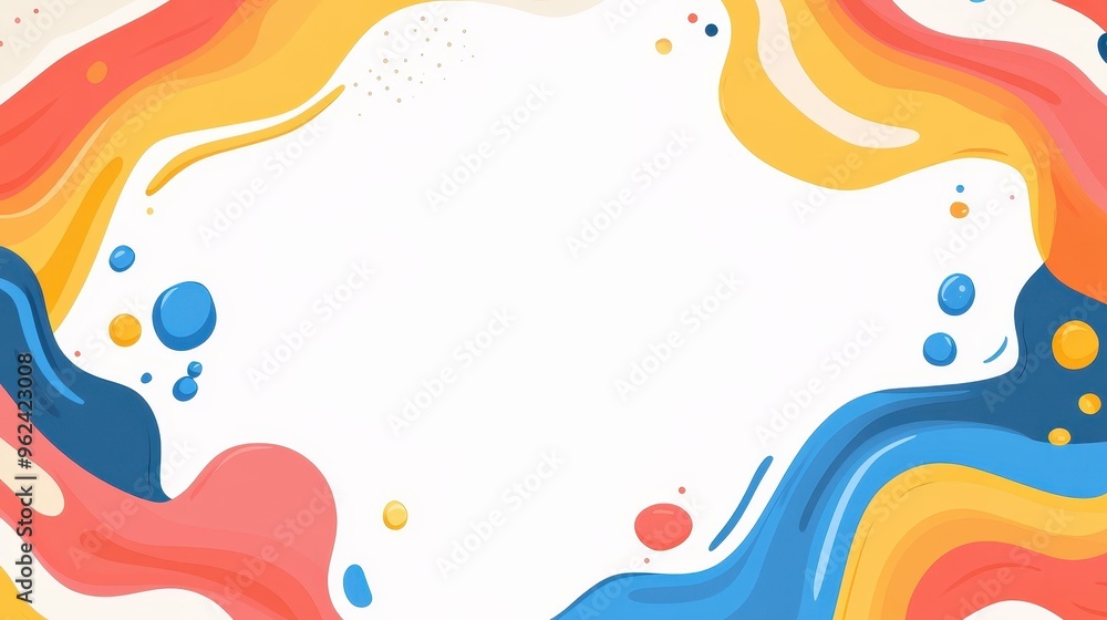 Poster bright, curved lines evoke joy while seamlessly integrating your message, creating an engaging flat 