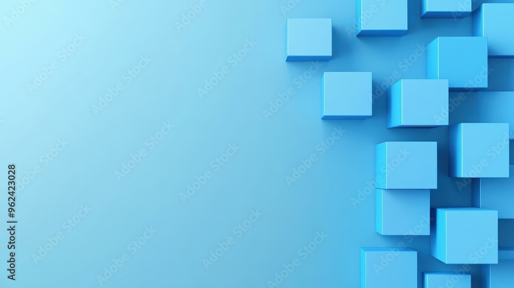 Aufkleber dive into a vivid world where geometry meets color, with dynamic 3d blue cubes creating an enchantin
