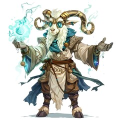 Goat Summoner Occupation fantasy animal cartoon isolated whitebackground