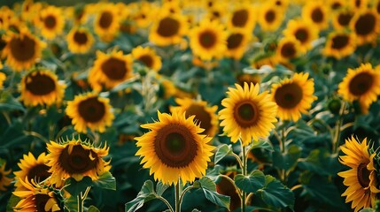 Fototapeta premium A Field of Sunflowers in Full Bloom
