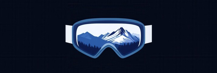 A sleek logo shows ski goggles with their lenses reflecting majestic snow-covered mountains, capturing winter's beauty and adventure. Generative AI