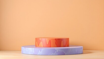Colorful podium pedestal with matte color background. Style-69