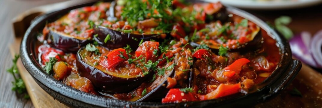 Classic eggplant appetizer known as saksuka.