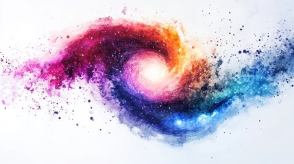 Fototapeta premium Abstract Watercolor Galaxy with Stars and Splashes
