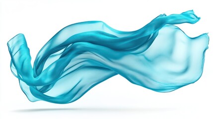 Obraz premium Flowing Blue Fabric Against White Background