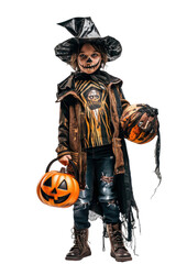 Naklejka premium Kid with halloween costume transparent background