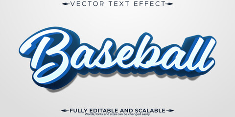 Baseball editable text effect, editable sport and game text style