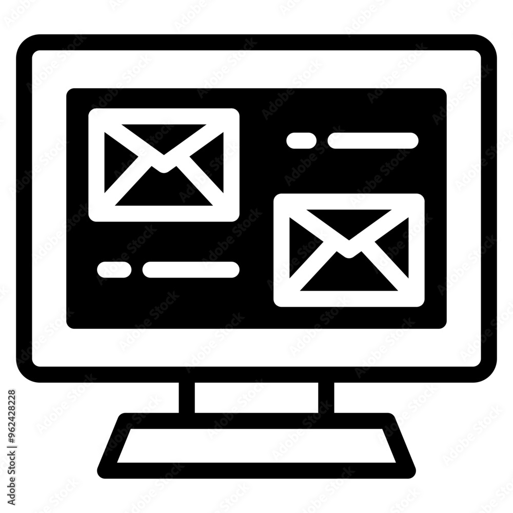 Fototapete new email notification icon with one e-mail message on computer pc