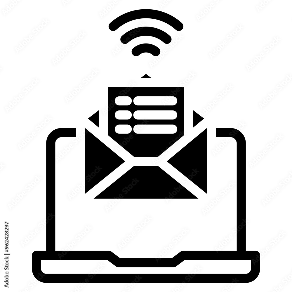 Fototapete new email notification icon with one e-mail message on computer pc