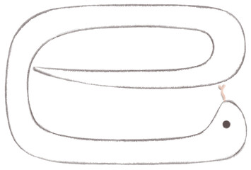 巳の形になっている白蛇のイラスト
