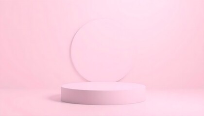 Pink and white podium pedestal with matte color background. Style-76