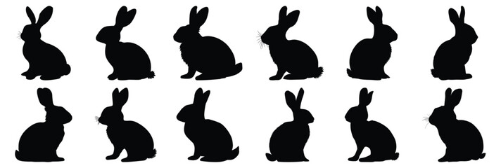 Rabbit silhouette set vector design big pack of rabbit illustration and icon