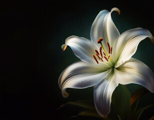Fototapeta premium White Lily Flower Illustration Closeup