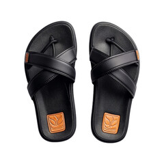 Black Leather Sandals with Cross Strap